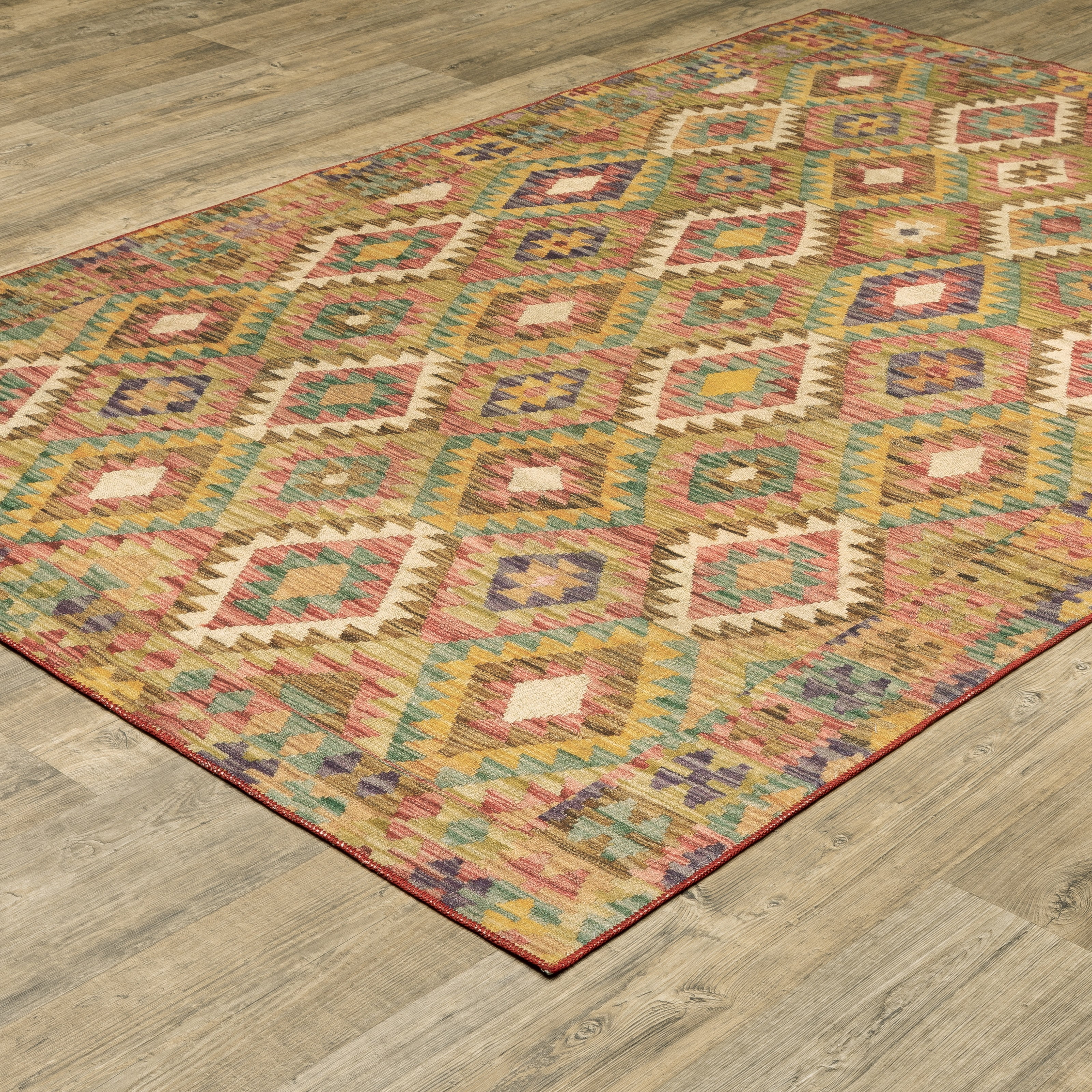 Avalon Home Marlowe Washable Geometric Tribal Gold/ Multi Indoor Area Rug