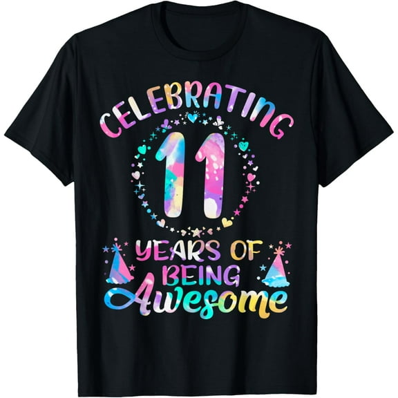 11 Years of Being Awesome 11 Years Old 11th Birthday Tie Dye T-Shirt