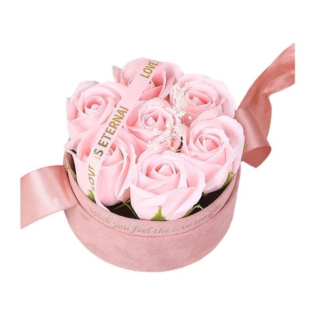 Caja de regalo con flores de rosas de jabón, caja de jabón con flores, decoración de escritorio, caja de flores artificiales para regalos para ella, mujer, mamá, esposa, novia