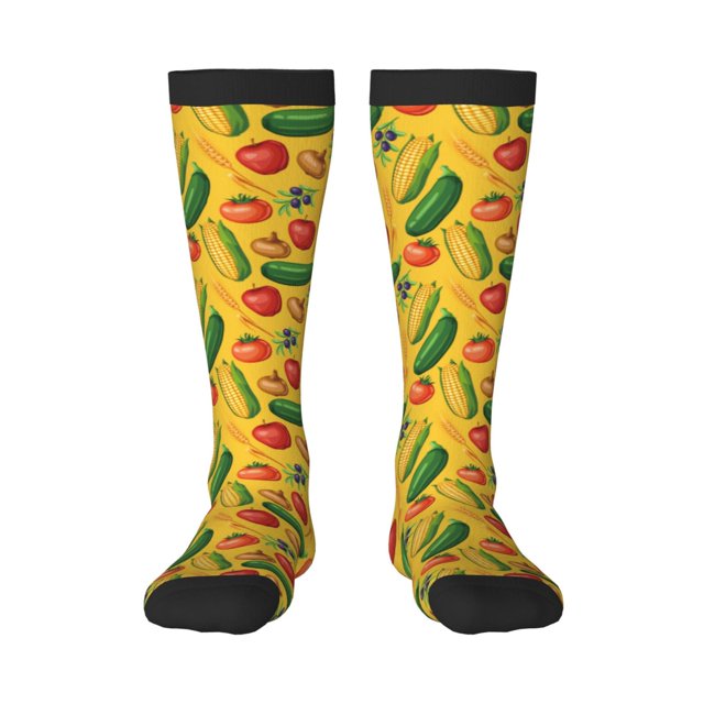 Easygdp Chaussettes de Sport Imprimé Légumes Colorés Chaussettes de Compression pour Hommes et Femmes