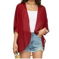 thumbnail image 2 of Olyvenn Womens Kimono Cardigan Chiffon Tops Plus Size Loose Women's Solid Puff Sleeve Cover Up Blouse Tops For Women 2022, 2 of 8