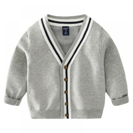 

BULLPIANO Toddler Boys Buttons Down Sweaters Cardigan Kids V-Neck Jackets Knitwear Outerwear 2-7Y