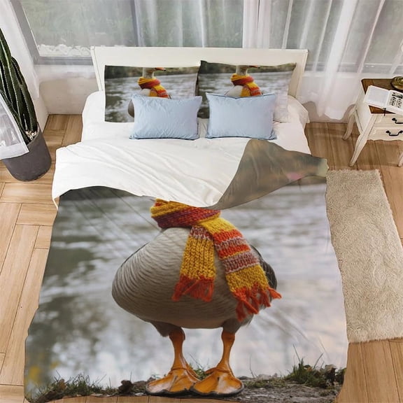 duckling 3D Printed Quilt Cover Duvet Cover Comforter Covers Bedding Set 3 Pieces with Pillowcases for Childrens And Adults Microfiber with Zipper Closure(80"x90")