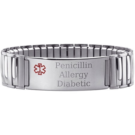 Personalized Stainless Steel Stretch Medical ID Engraved Bracelet