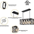 thumbnail image 3 of Farmhouse Kitchen Island Lighting Pendant Light Fixture Chandelier 4-Light Rectangular Pendant Lighting for Dining Room Bar Foyer(Height Adjustable), 3 of 7