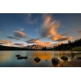 thumbnail image 2 of Zhu, Hua 14x11 Gold Ornate Wood Framed with Double Matting Museum Art Print Titled - Two Jack Lake Sunset, 2 of 4
