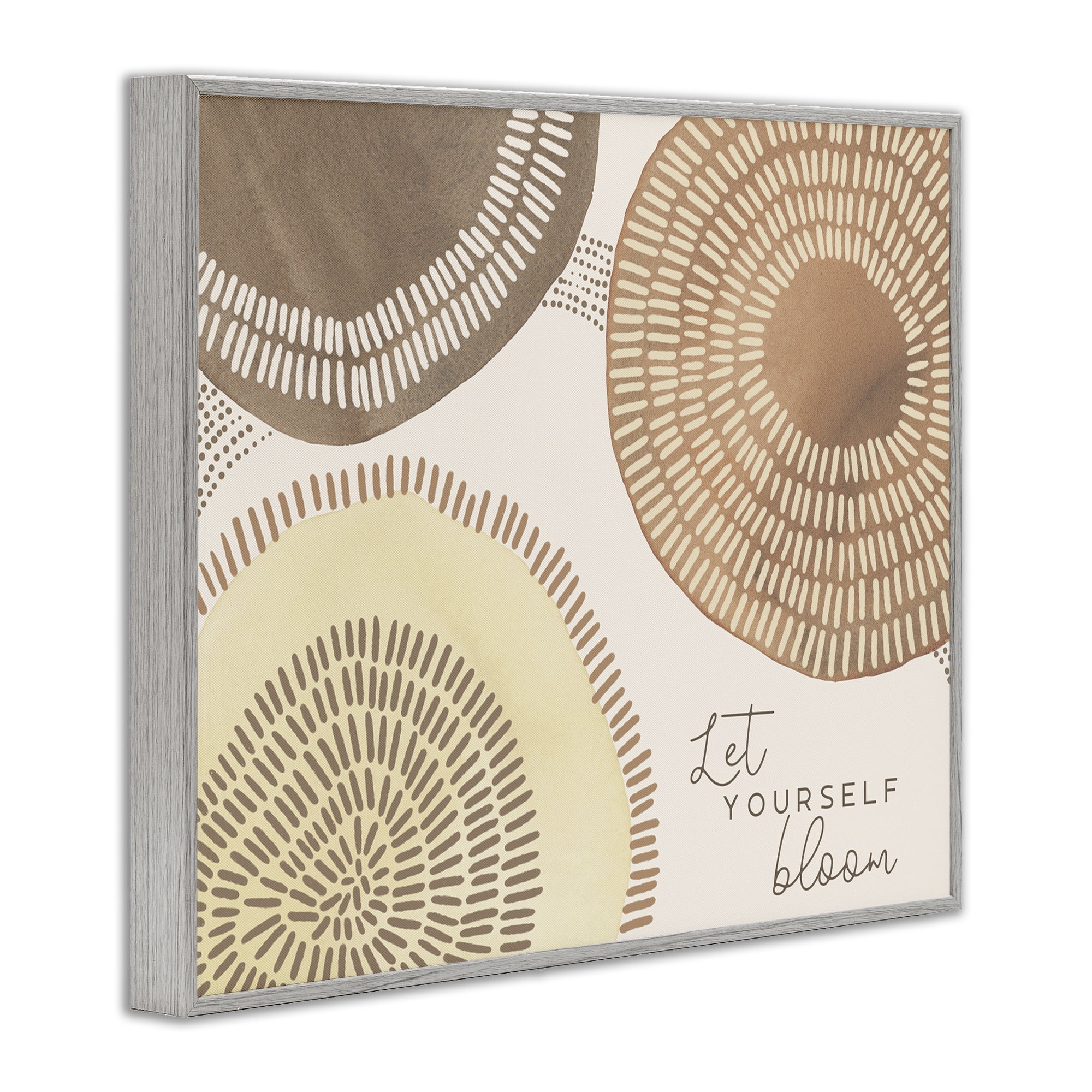 Stupell Industries Let Yourself Bloom Boho Typography Painting Gray Framed Art Print Wall Art, 14 x 11