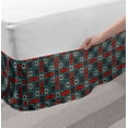 thumbnail image 2 of Geometric Bed Skirt, Repeated Squares Ornamental Abstract Pattern in Style Retro Mosaic, Elastic Bedskirt Dust Ruffle Wrap Around for Bedding Decor, 4 Sizes, Vermilion Teal, by Ambesonne, 2 of 2