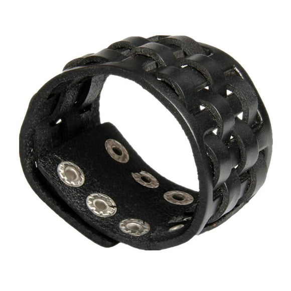 de material cuero Hombres Trenzados Anchos Punk Rock Brazalete