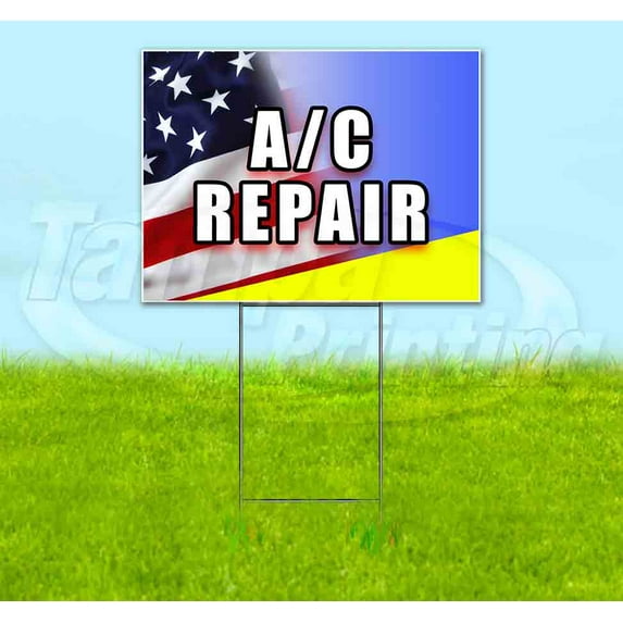 Ac Repair (18" x 24") Yard Sign, Includes Metal Step Stake