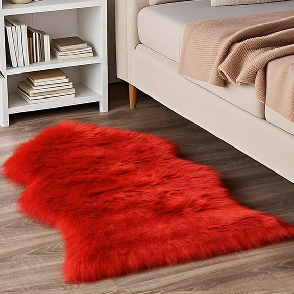 Soft Plush Red Area Rugs 24 x 36in Modern Shaggy Fluffy Rugs Carpet for Bedroom Living Room Nursery Chair Pad Decor