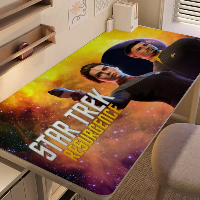 STAR TREK alfombrilla de escritorio/mesa extra-grande con base antideslizante de cuero y diseño temático; versátil para escritorios de ordenador, mesas de comedor, etc.40*80cm