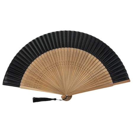 

HUAQUE Folding Fan with Tassel Leopard Print Floral Design Chinese Style Women Archaistic Dancing Prop Fan for School