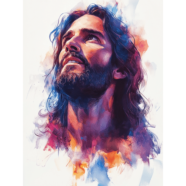 Qisvanset Framed Canvas Wall Art 12x16 Inch Jesus Watercolor Portrait Religious Home Painting Art