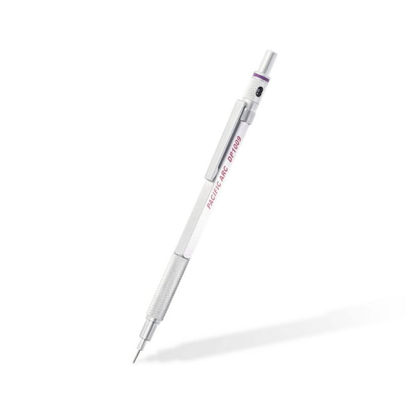Pacific Arc - Chromograph Metal Mechanical Pencil .9 mm Silver Barrel Mechanical Pencil with Built In Adjustable Pencil Grade, Lead Pencil Holder for Drafting, Sketching, and Drawing