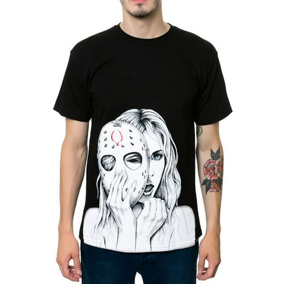 ROOK Mens The Hockey Mask Graphic T-Shirt, Black, Small