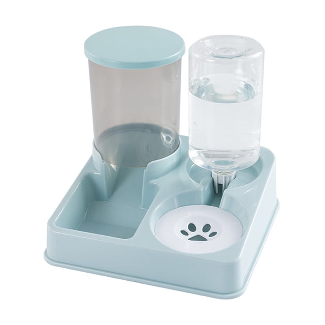 Juego de dispensador de agua con comedero automático para gatos, alimentador de agua y comida para mascotas automático inclinado 2 en 1, alimentador de alimentos por gravedad y bebedero,Green