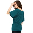 thumbnail image 4 of Made by Johnny Women's Boat Neck Short Sleeve Dolman Drape Top L TEAL, 4 of 6