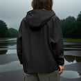 thumbnail image 6 of YUTK Zip Up Hoodie Women - Women Solid Color Rain Jacket Outdoor Hooded Windproof Loose with Pocket Coat Black Xl, 6 of 8