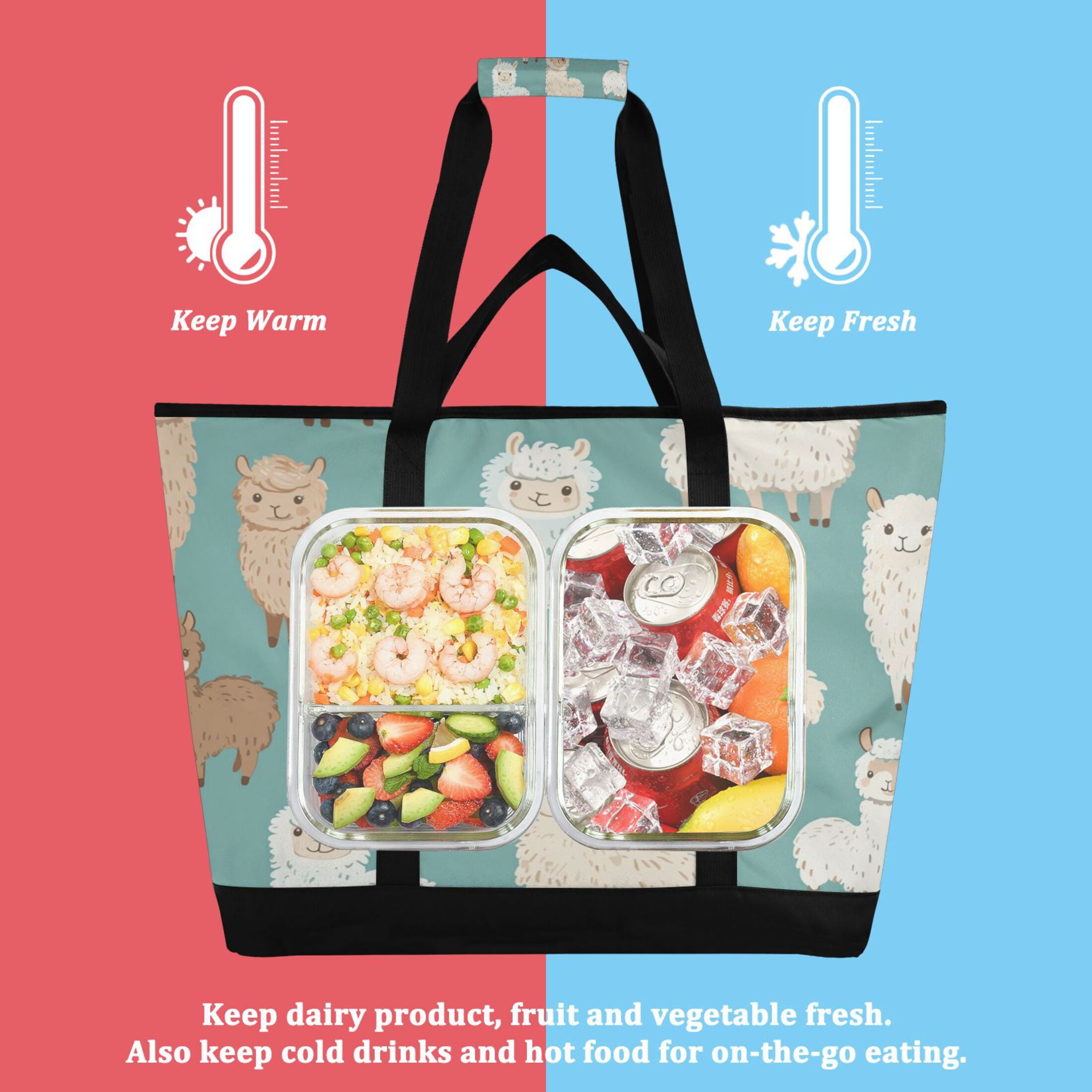 Large Hand-held Ice Pack Picnic Bag Insulation and Refrigeration Suitable for Shopping Picnics and Camping Super Cute Sheep