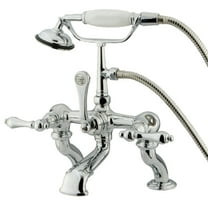 Kingston Brass CC410T1 Vintage 7" Center Deck-Mount Clawfoot Tub Faucet with Hand Shower, Polished Chrome
