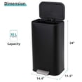 thumbnail image 3 of Bingirl Kitchen Trash Can, 8 Gallon Stainless Steel Garbage Can with Soft Close Lid Foot Pedal & Removable Inner Bucket, Rectangular Step On Waste Bin for Home Office Living Room (Matte Black), 3 of 7