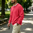 thumbnail image 5 of UDAUDU Mens Shirts Waffle Knit Henley Long Sleeve Fall Winter Shirts Loose Fit Casual Button Down Soft Oversized Pullover Tops Wine 2XL, 5 of 10
