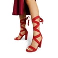 thumbnail image 3 of DREAM PAIRS Women's High Heels Lace Up Chunky Block Heels Strappy Sexy Open Toe Heels Pumps Sandals, 3 of 7