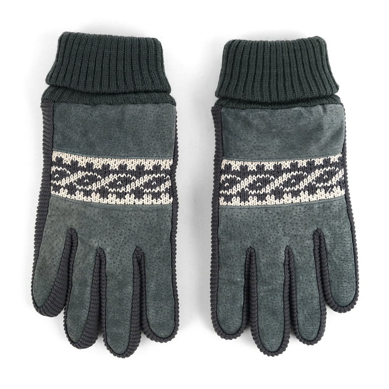 Men's Genuine Leather Non-Slip Grip Winter Gloves with Soft