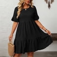 thumbnail image 6 of Admvng Womens Plus Size Casual Tiered Ruffle Dress Short Sleeve Round Neck Textured Summer Everyday & Vacation Dress, 6 of 8