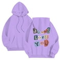 thumbnail image 4 of LUOGENLI Chandails à Capuchon pour Hommes Graphique Coton Mode Masculine Décontractée Lettre Partie Imprimée Chandail à Capuchon à Enfiler Manches Longues à Cordon Chandail à Capuchon Hauts Hommes Chandails à Capuchon Noir Violet Taille TTG, 4 of 8