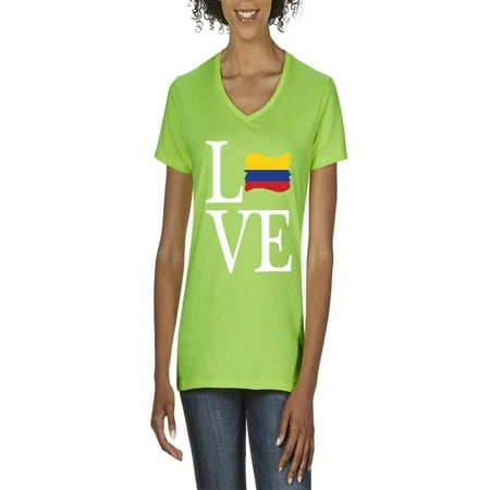 Love Colombia Women V-Neck T-Shirt
