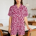 thumbnail image 6 of Womens Pajama Sets 2 Piece, V Neck Button Down Short Sleeve Pajamas for Women, Soft Polyester Homewear Lounge Set, Leopard Zebra Print Sleepwear S-3XL, 6 of 9
