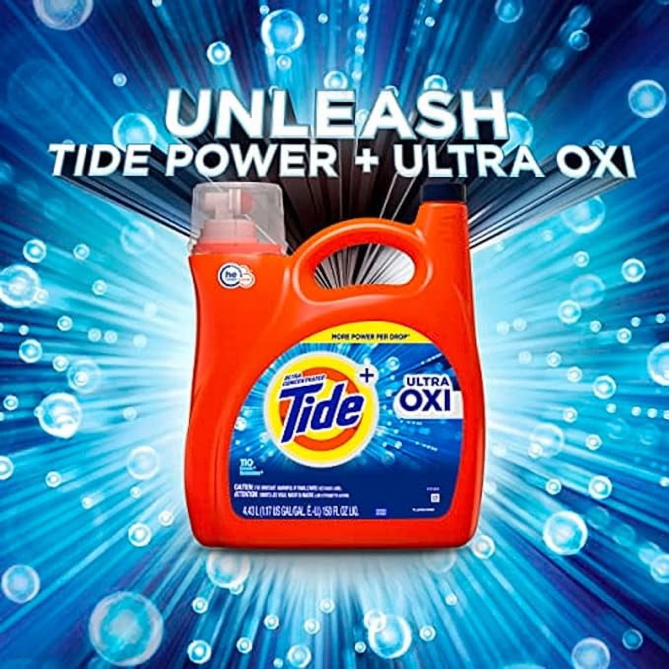 Tide Ultra Oxi Liquid Laundry Detergent HE Compatible, 94 Loads, 132 fl oz