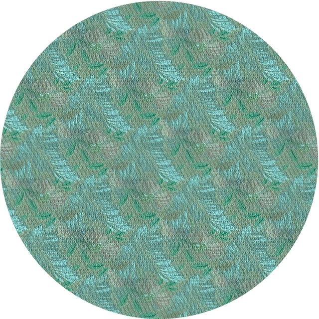 Ahgly Company Tapis d'Intérieur Lavables en Machine, Ronds, Transitionnels, Vert Terne-Mer, Ronds de 3'