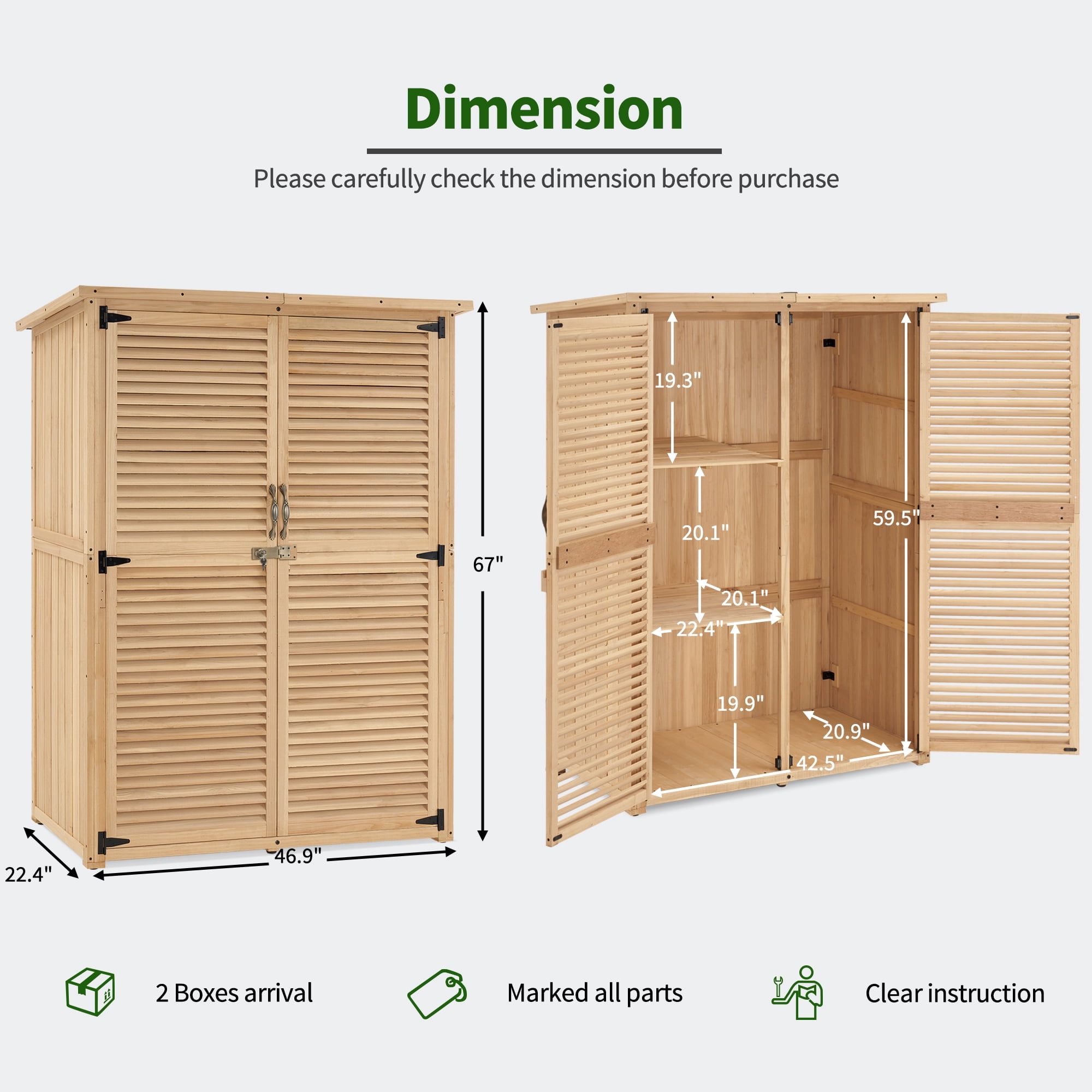 MCombo Outdoor Wood Storage Cabinet, Garden Tool Shed 1900