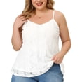 thumbnail image 2 of Women's Plus Size Cami Lace Adjustable Strap Elegant Camisole Tops White 2X, 2 of 7