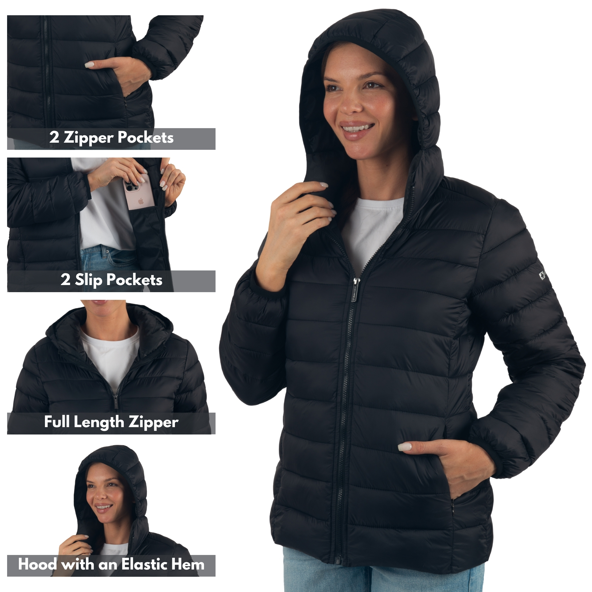 Alpine Swiss Eva Women's Lightweight Hooded Puffer Jacket photo 3