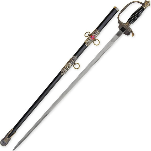 Armory Replicas Favored Fortune Knight Templar Historical Replica Saber Sword with Scabbard | Stainless Steel | Leather-Wrapped Handle