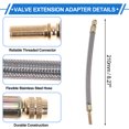 thumbnail image 3 of 1 juego de extensión de válvula de neumático de cobre de 180 grados con vástago de válvula de neumático de acero inoxidable duradero de 210 mm para automóvil, motocicleta, RV, camión, bicicleta, 3 of 6