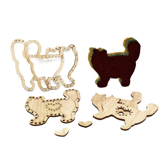 Cats - DIY Weaving loom Set - 4.5 x 4.5 inch ornament mini loom Weaving Craft kit for kids and adults