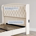 thumbnail image 5 of Belleze Velvet Upholstered Queen Bed with Button Tufted Headboard, Glam, Beige, 5 of 7