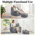 thumbnail image 6 of Bean Bag Chair with Ottoman Bean Bag with Footstool for Adults Teens, Bean Bag Sofa with Washable Cover, Pocket, Handle for Bedroom, Living Room, Gray, 6 of 10