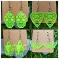 thumbnail image 2 of Halloween Horror Skull Earrings Neon Green Acrylic for Dia de Muertos Jewelry, 2 of 9