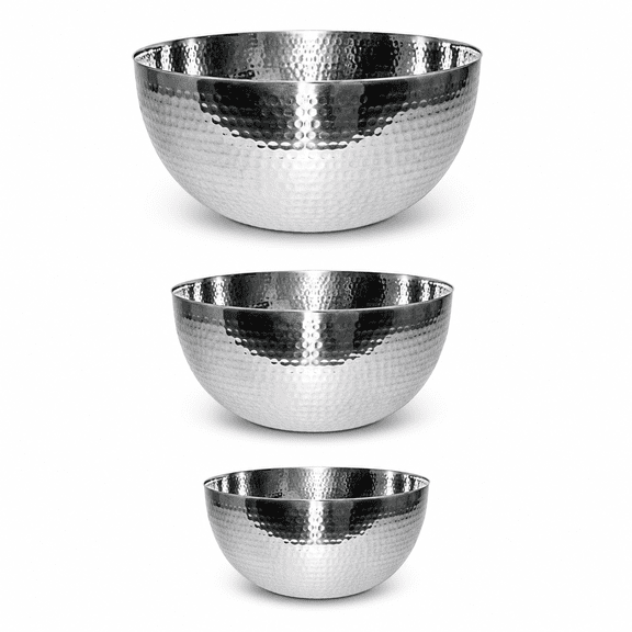 Starcrafts 92297 Stainless Steel Hammered Bowl Set, 3 Piece