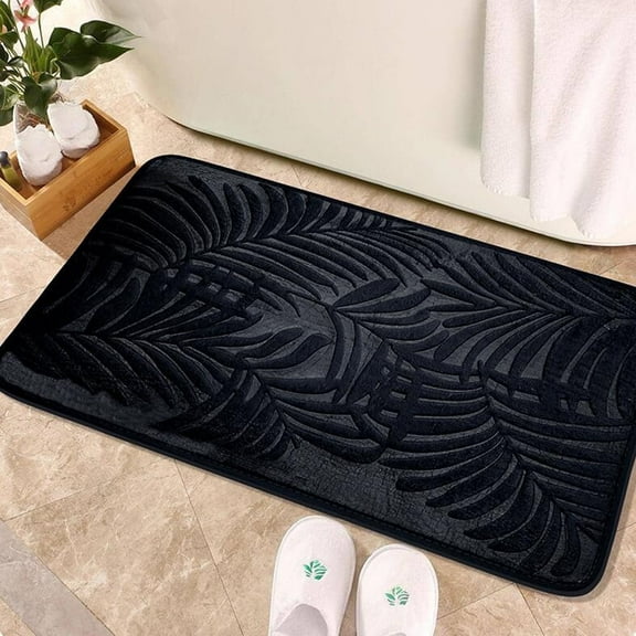 FUDAKUNA Soft Memory Foam Bath Rugs Anti-Slip Absorbent 20"x32" Bathroom Mat Home Decorative Floor Mats Black