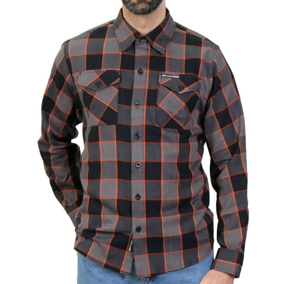 Hot Leathers FLM2020 Men's 'Black, Gray and Orange' Flannel Long Sleeve Shirt 2X-Large