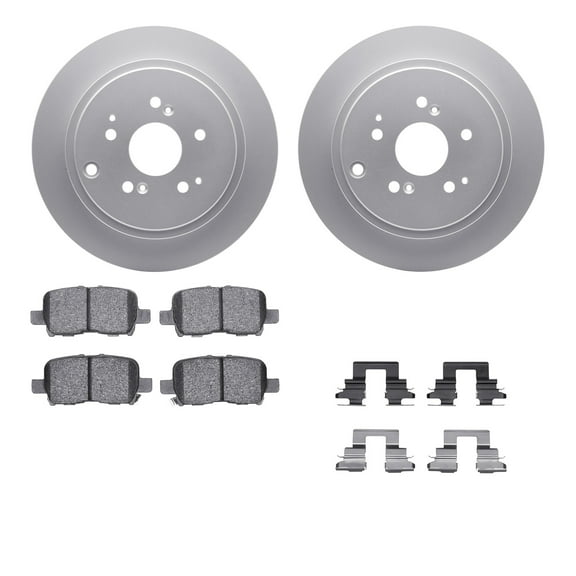 Dynamic Friction Company Rear Geospec Brake Rotors with 5000 Advanced Brake Pads includes Hardware 4512-59158
