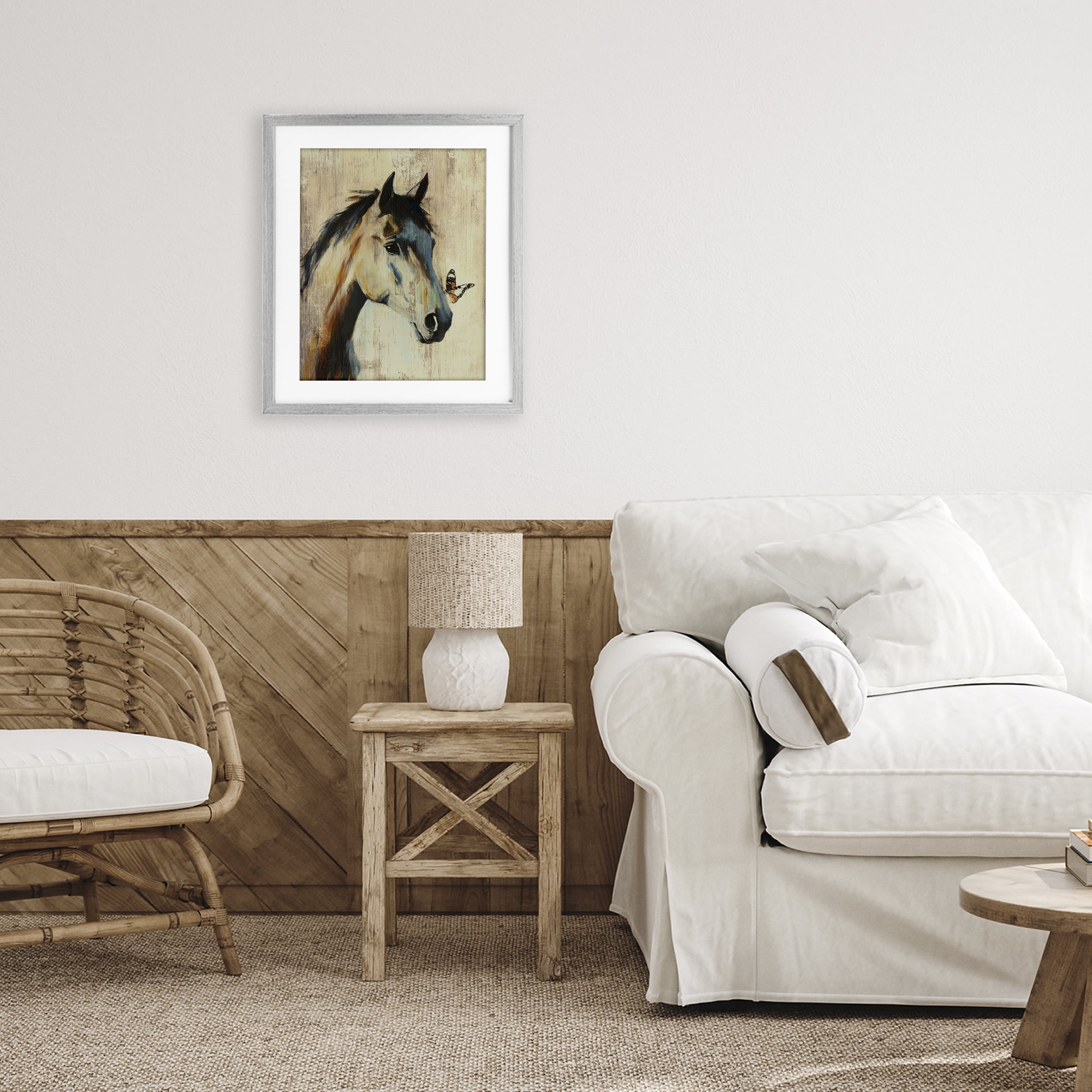 Stupell Industries Tiny Magic Horse & Butterfly Gray Framed Print Under Glass, design by Svetlana Aleynikova