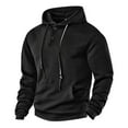 thumbnail image 5 of Men's Pullover Solid Color Casual Sports Loose Trend Long Sleeve Hooded Sweatshirt Man Men Cotton Hooded Sweatshirt, 5 of 9